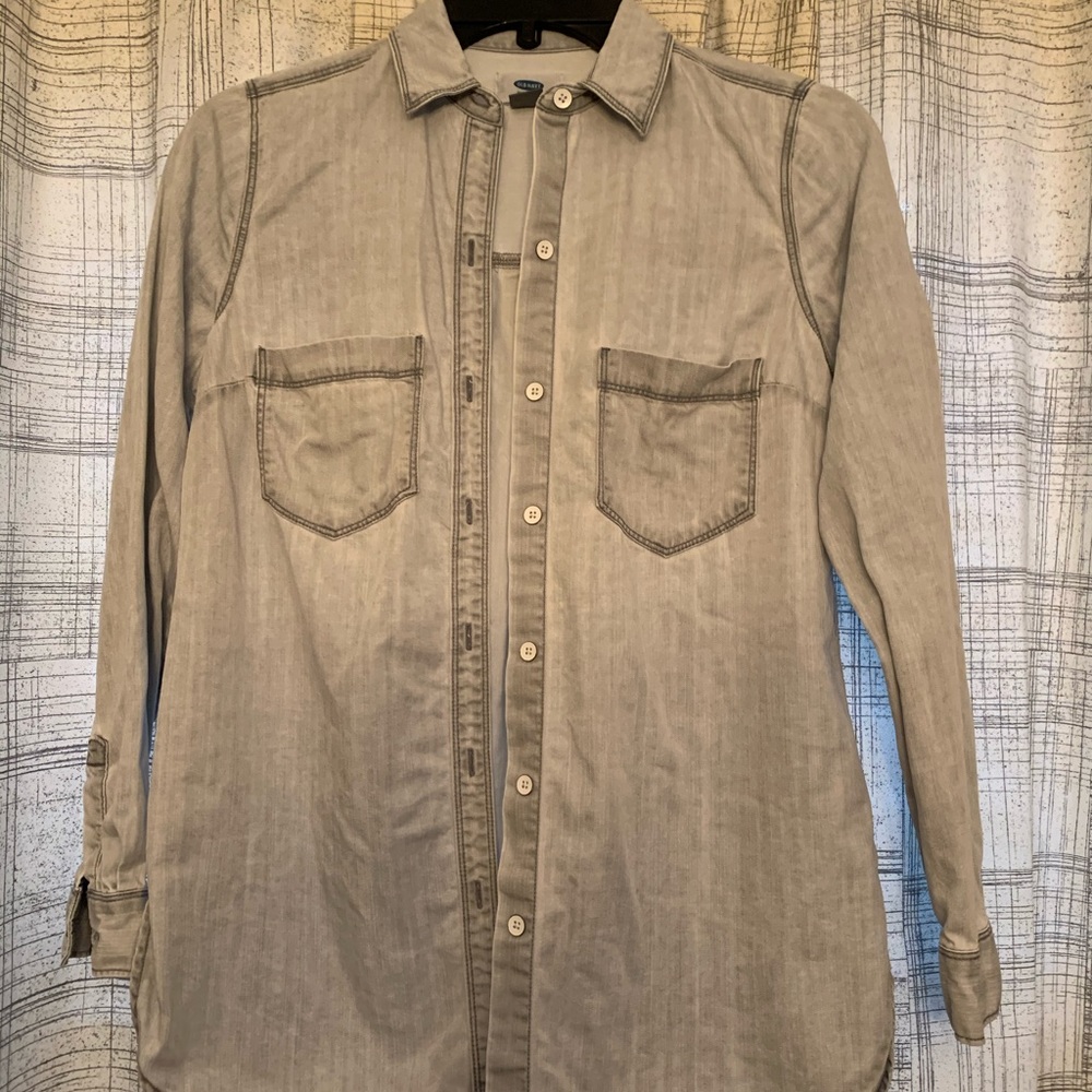 Light Grey Denim-Like Button Down